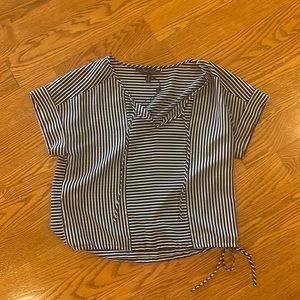 BCBG black and white geometric striped top